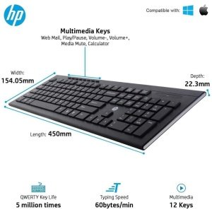 HP CS10 Wireless Keyboard & Mouse Combo: Black – Ultra-Slim Design, Long Battery Life, Plug-and-Play Ease, Control Your Desk Without Cables