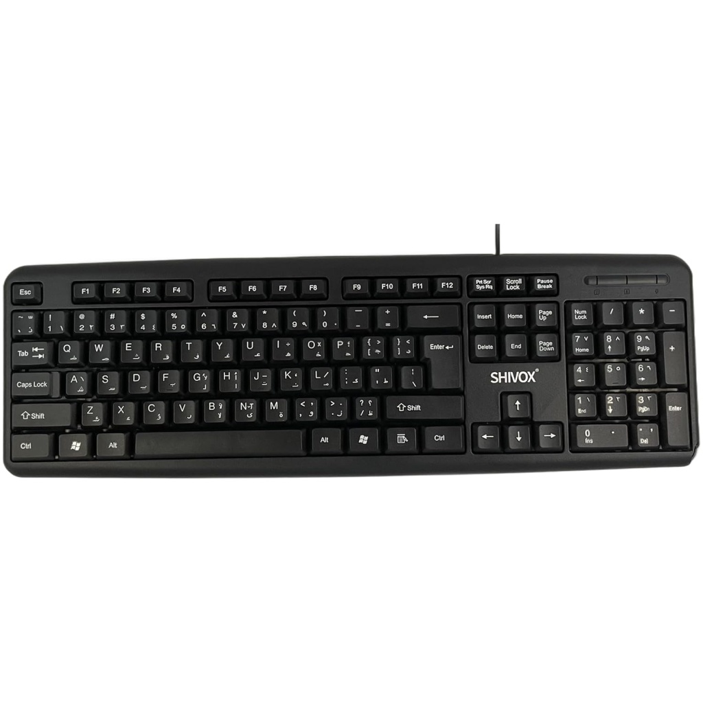 Shivox SX-1101 Full Size Wired Keyboard for Desktops, Home and Office - Black