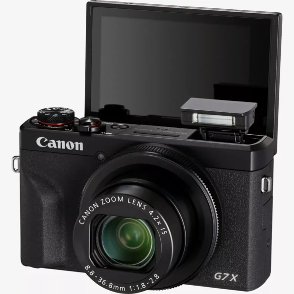 Canon PowerShot G7 X Mark III Premium Vlogger Kit – Black, featuring camera, tripod grip, and 64 GB SD card, ideal for business content creation