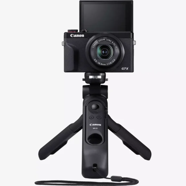 Canon PowerShot G7 X Mark III Premium Vlogger Kit – Black, featuring camera, tripod grip, and 64 GB SD card, ideal for business content creation