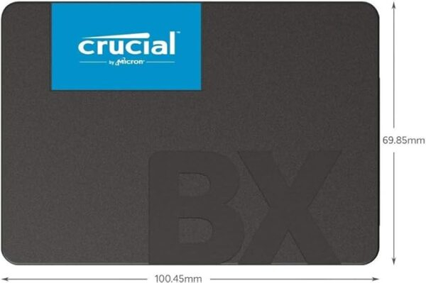 Crucial BX500 SSD 500GB, black and blue 2.5-inch SATA solid-state drive, built with 3D NAND for laptops and desktops