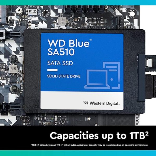 Western Digital WD Blue SA510 SSD 1TB, 2.5 inch SATA III solid-state drive, up to 560MB/s read speed, suitable for desktops and laptops