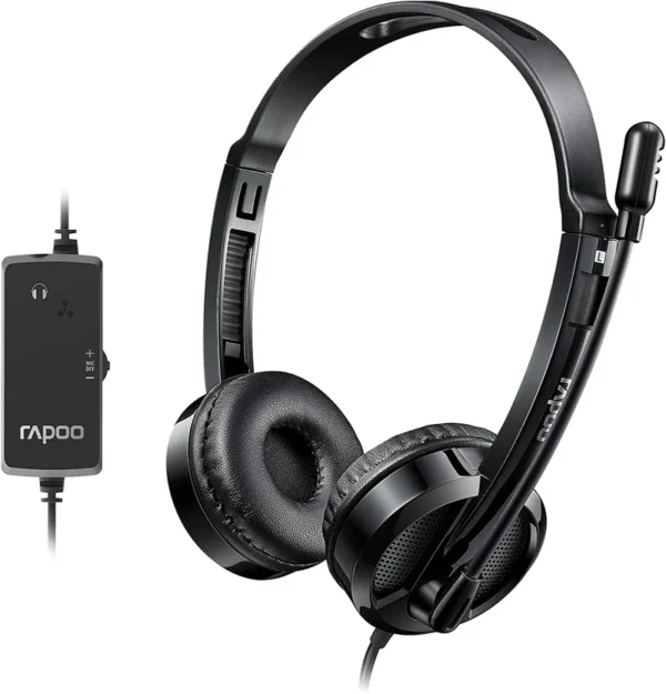 Rapoo H120 Wired Headset with active noise cancellation, adjustable rotation, and 40mm drivers