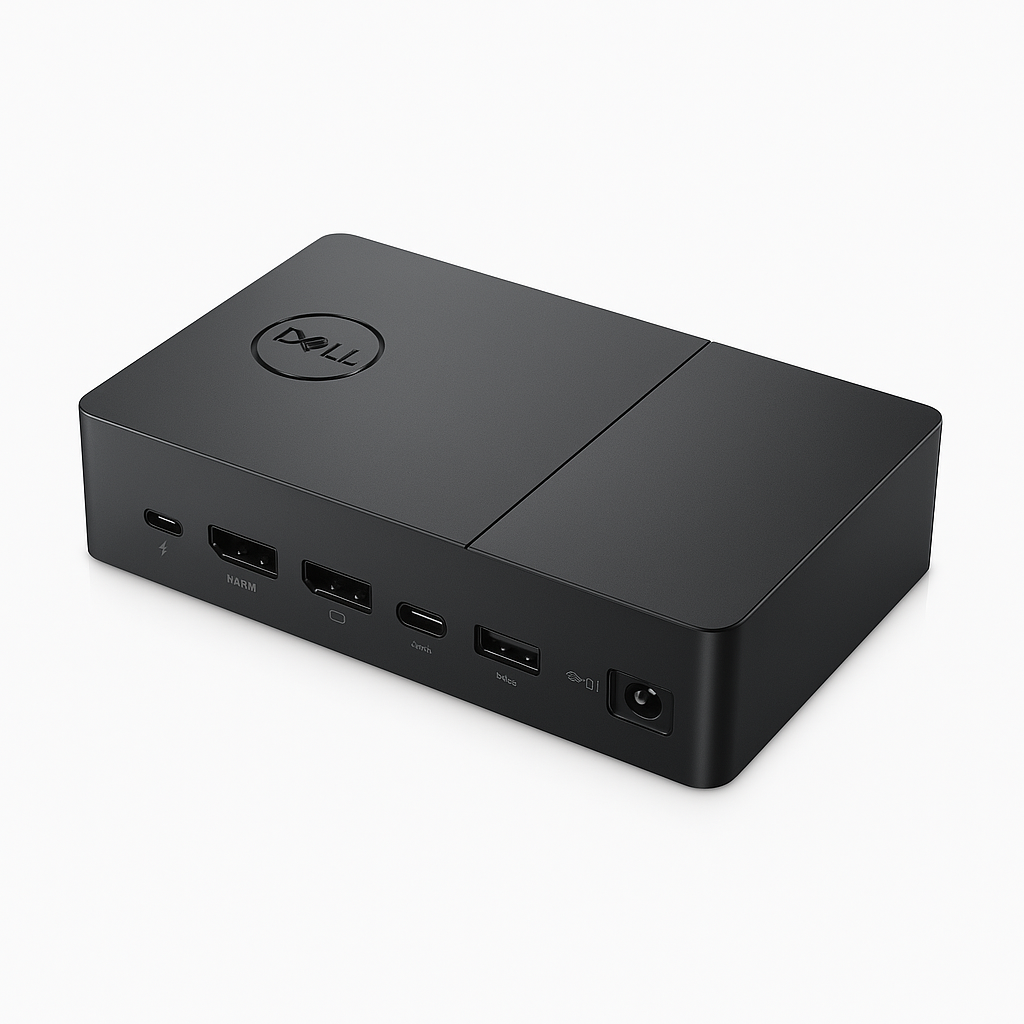 Dell Thunderbolt WD22TB4 Dock, black, featuring Thunderbolt 4 technology, 130W charging, and multi-display support for professional users