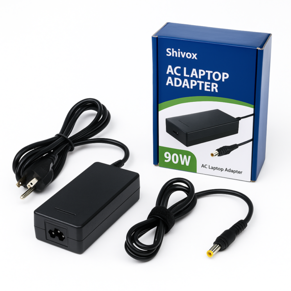 Shivox Laptop Adapter 90W, black, with 4.8x1.7mm connector, compatible with major laptop brands, color box packaging