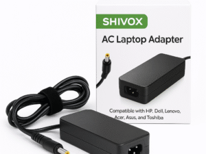Shivox Laptop Adapter 65W, black, with 4.8x1.7mm connector, compatible with major laptop brands, in retail color box packaging