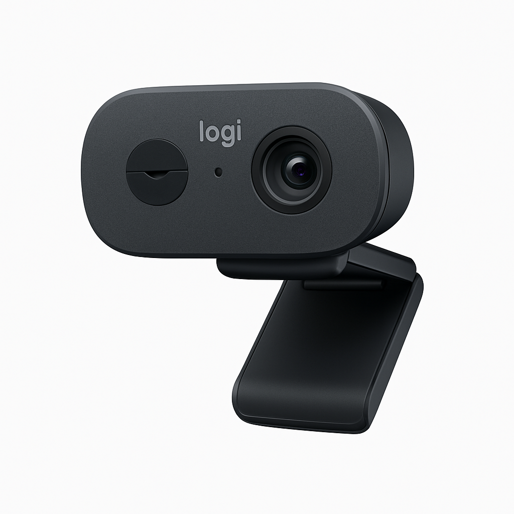 Logitech Brio 100 Full HD Webcam, Graphite color, built-in mic with privacy shutter for meetings and streaming