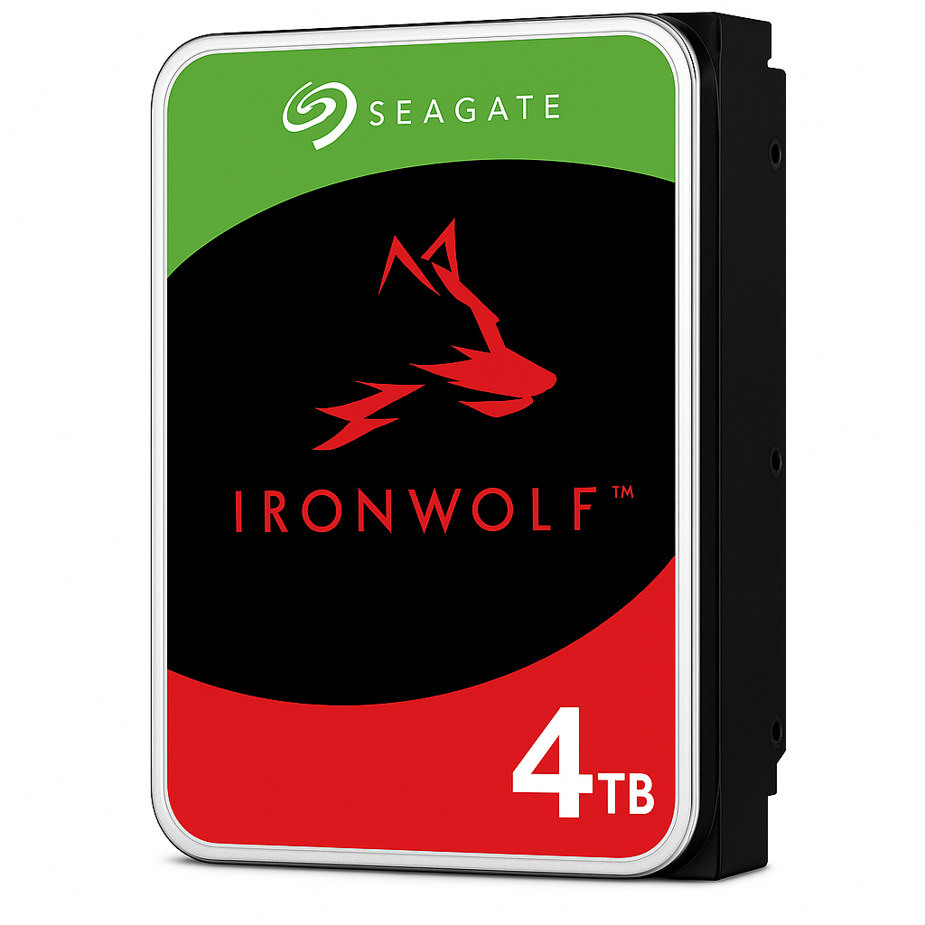 IronWolf 4TB NAS HDD, 3.5-inch CMR SATA drive with 5400 RPM and 256MB cache, built for RAID and 24/7 NAS use