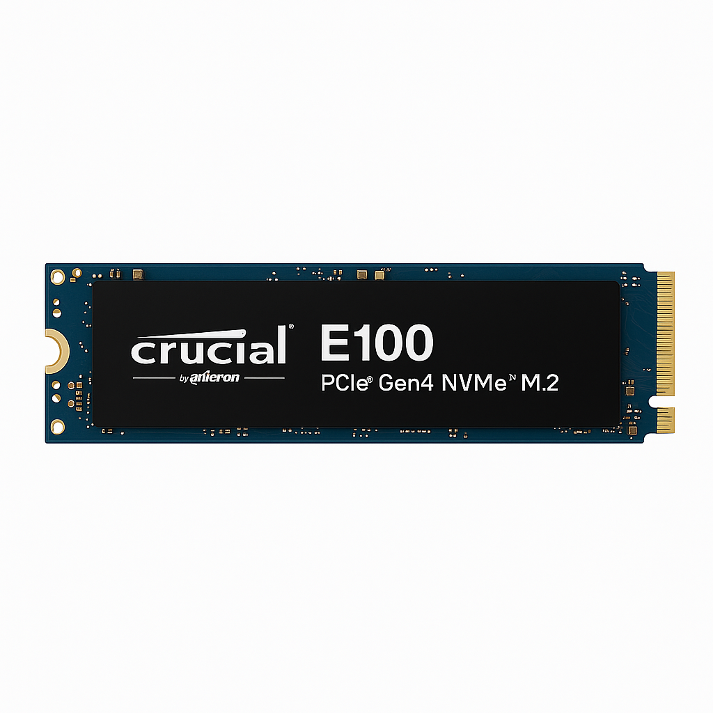 Crucial E100 1TB M.2 NVMe PCIe Gen4 SSD, slim 2280 form factor, up to 5,000MB/s read speed, laptop and desktop compatible