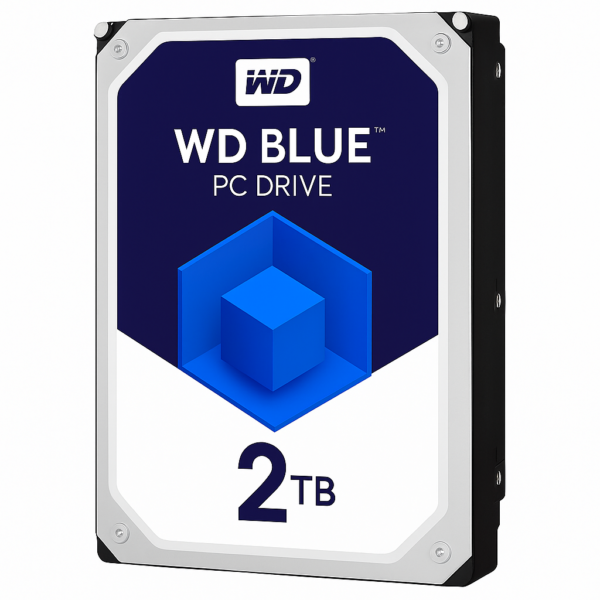 Western Digital WD Blue 2TB internal hard drive, 3.5-inch SATA 6 Gb/s, 5400 RPM, 256MB cache, designed for reliable desktop storage