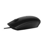 Dell MS116 USB Wired Optical Mouse in black, designed for precision tracking and ergonomic comfort, ideal for office and retail environments.