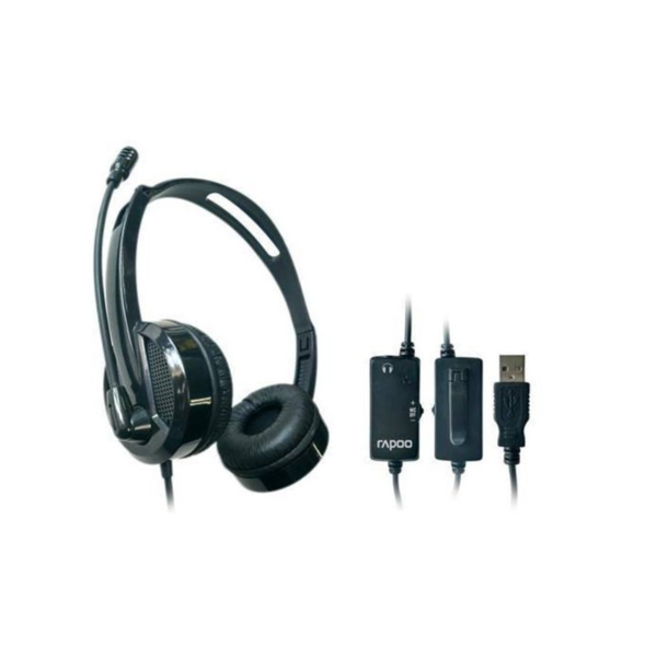Rapoo H120 Wired Headset with active noise cancellation, adjustable rotation, and 40mm drivers