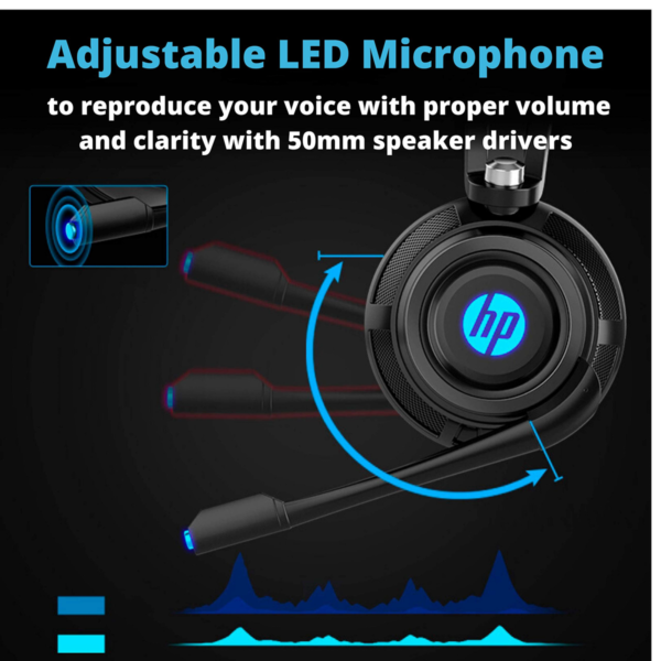 HP H200 Gaming Headset with LED, 7.1 Surround Sound, Mic, and 50mm Skin-Friendly Speakers – Ideal for Bulk Orders