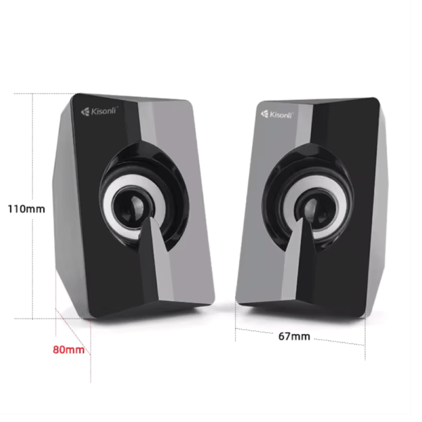 Kisonli L2020 Stereo Sound RGB Computer Multimedia Speakers for Laptop, PC, Desktop, AIO – Black, Customizable RGB Effects, Clear Sound