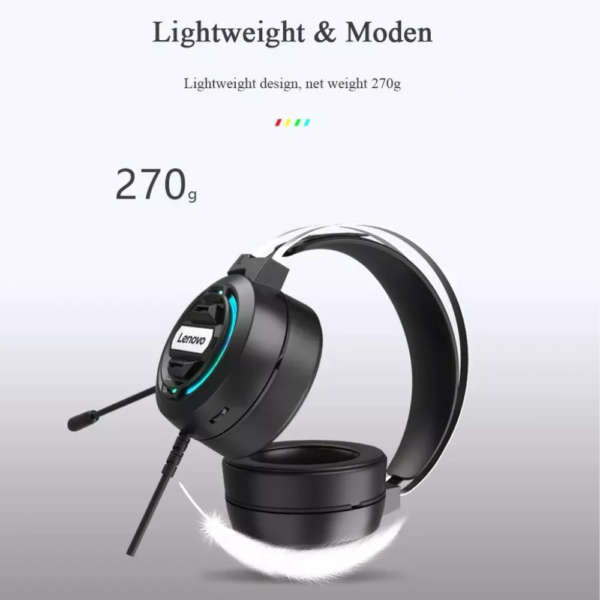 Lenovo H401 Wired RGB USB + 3.5mm AUX 7.1 Stereo Sound Gaming Headphones Headset With Noise Canceling Microphone and 50mm Driver for PC, PS4, PS5, Switch, Xbox One, Xbox Series X/S, Mobile - Black - Image 2