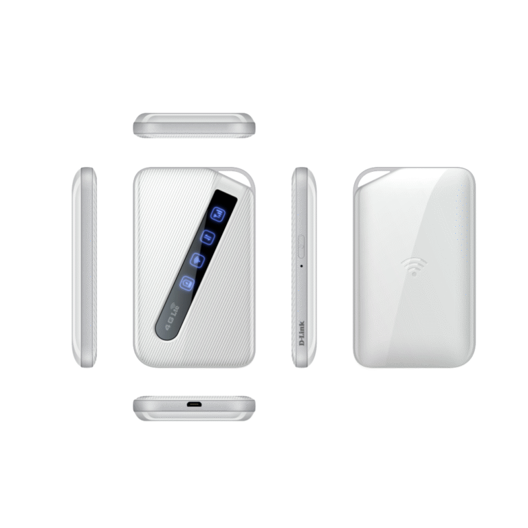 D-Link DWR-930M 4G LTE Mobile Router with 3000 mAh battery, supports up to 8 users, compact and secure for business Wi-Fi on the go