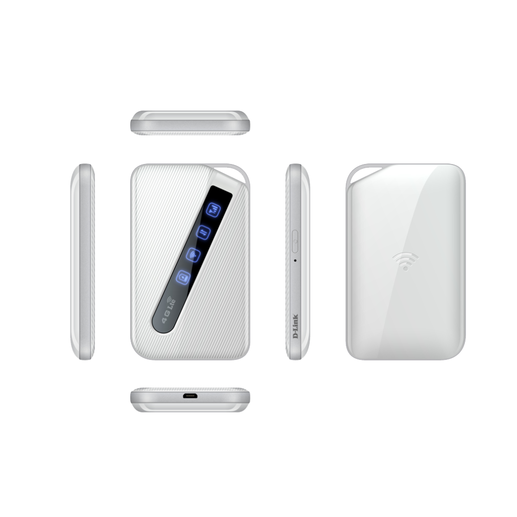 D-Link DWR-930M 4G LTE Mobile Router with 3000 mAh battery, supports up to 8 users, compact and secure for business Wi-Fi on the go