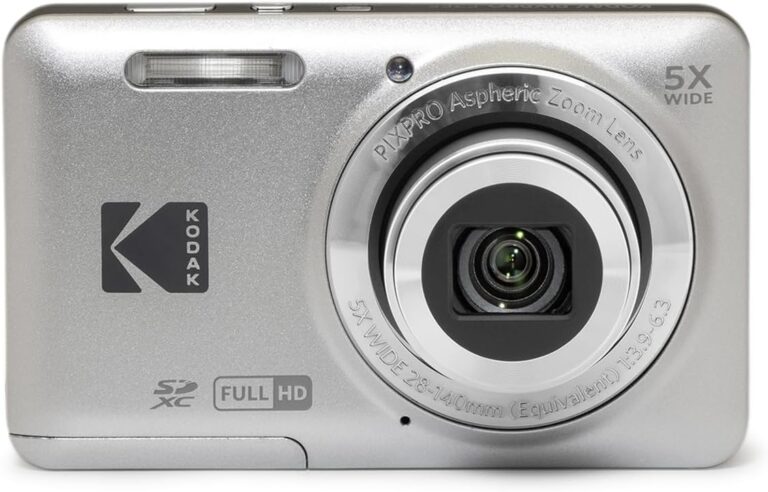 KODAK FZ55-GRY gray compact digital camera with 16MP sensor, 5x optical zoom, and 28mm wide-angle lens for daily photography