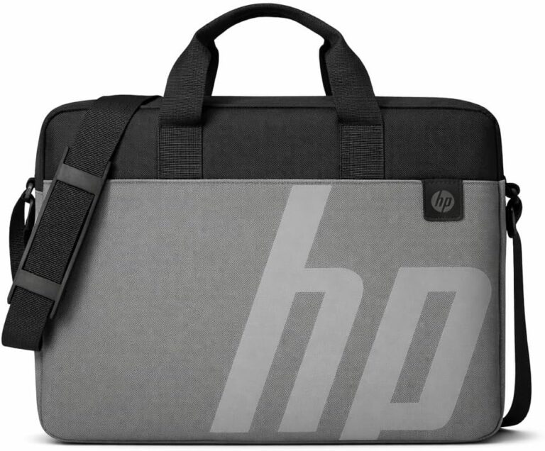 HP 15.6-inch black and grey laptop bag with padded compartment and included USB wired optical mouse