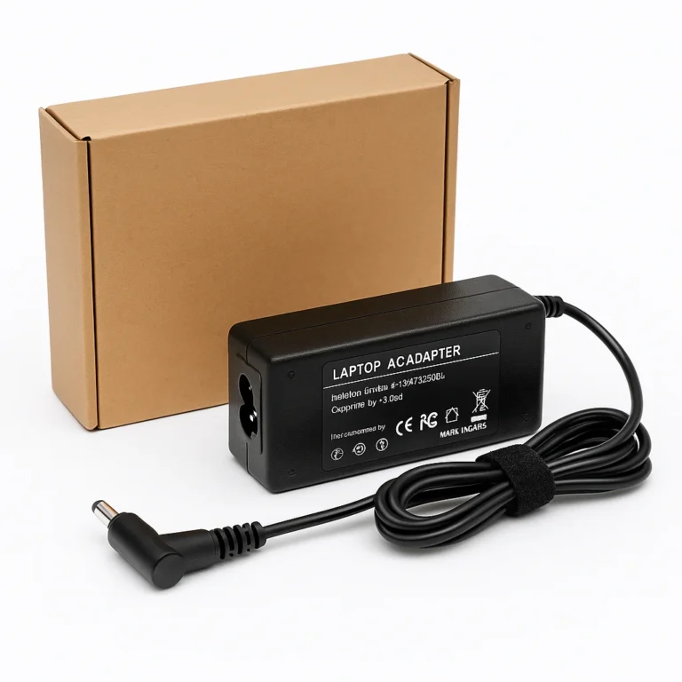Shivox Laptop Adapter 77W black charger with 19.5V 3.95A output, 6.4 × 4.4mm connector and brown box packaging