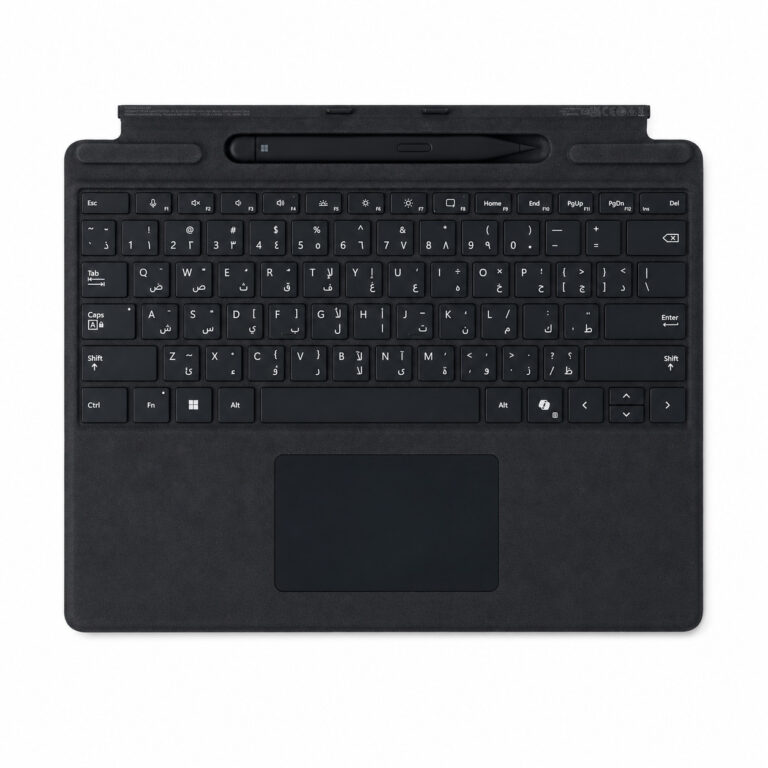 Microsoft Surface Pro 13 inch Keyboard with Slim Pen in Black with English Arabic layout, backlit keys and large trackpad