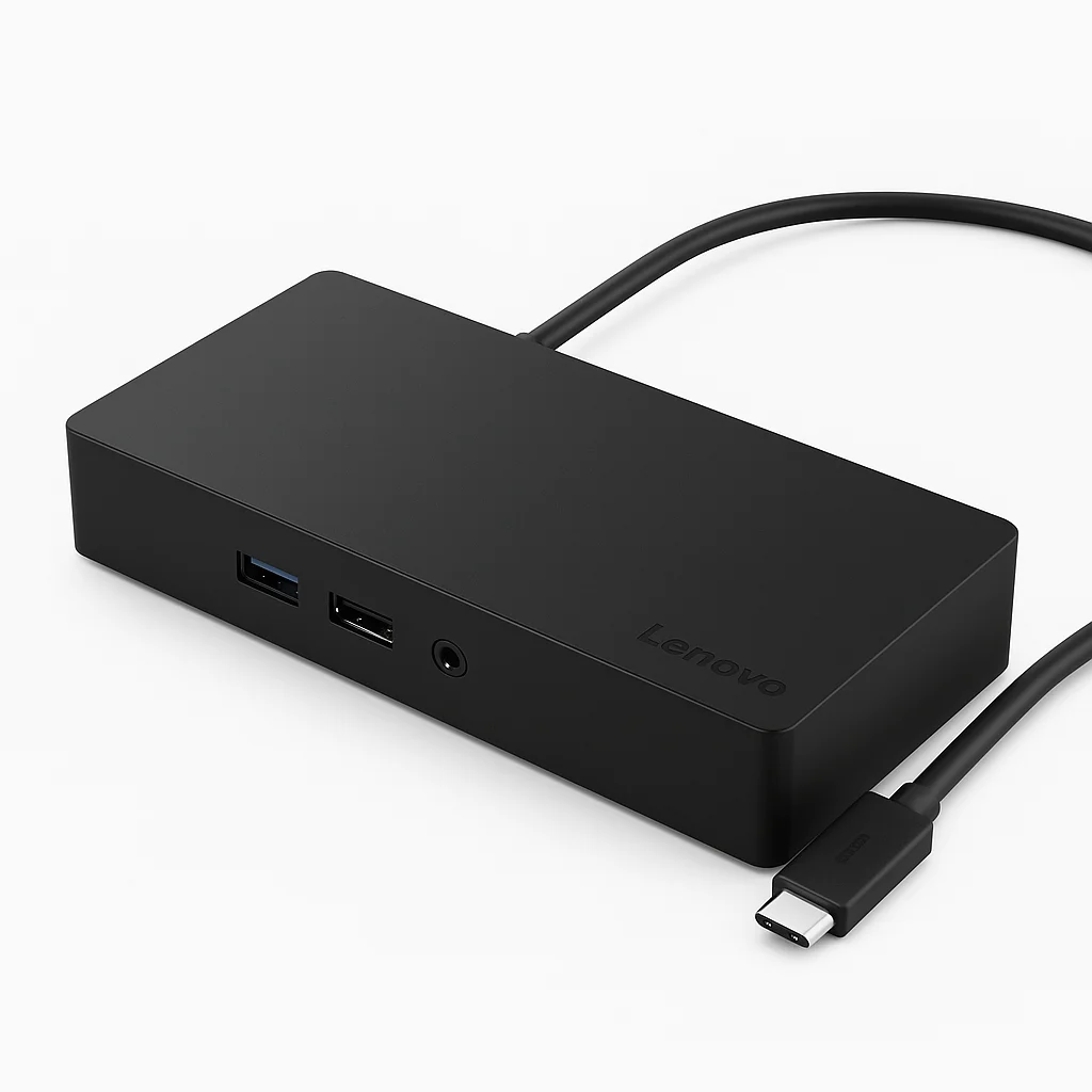 Lenovo ThinkPad USB-C Dock 40AY0090EU, black, featuring universal USB-C connectivity, HDMI, and multiple USB ports for professional workstations