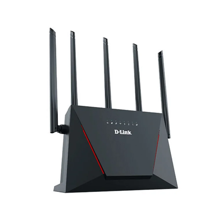 D-Link DIR-X3000Z AX3000 Mesh Gigabit Wi-Fi 6 Router with five high-gain antennas, dual-band Wi-Fi, and multiple gigabit ports for expansive coverage