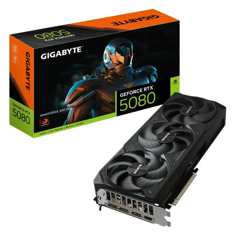 Gigabyte GV-N5080WF3-16GD, RTX 5080 WINDFORCE SFF graphics card, 16GB GDDR7 256-bit, triple Hawk fans, small form factor gaming PCs wholesale
