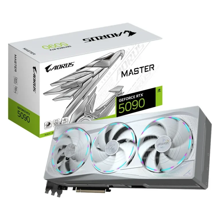 Gigabyte GV-N5090AORUS-M-ICE-3, RTX 5090 AORUS MASTER ICE graphics card, 32GB GDDR7 512-bit, triple WINDFORCE Hawk cooling, B2B bulk gaming builds