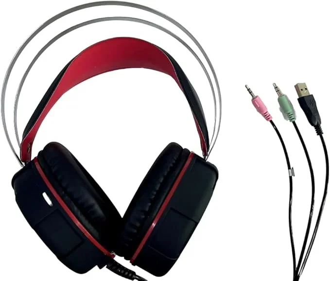 Shivox GH300 headset, RGB wired gaming headset with stereo surround sound and microphone for bulk gaming use