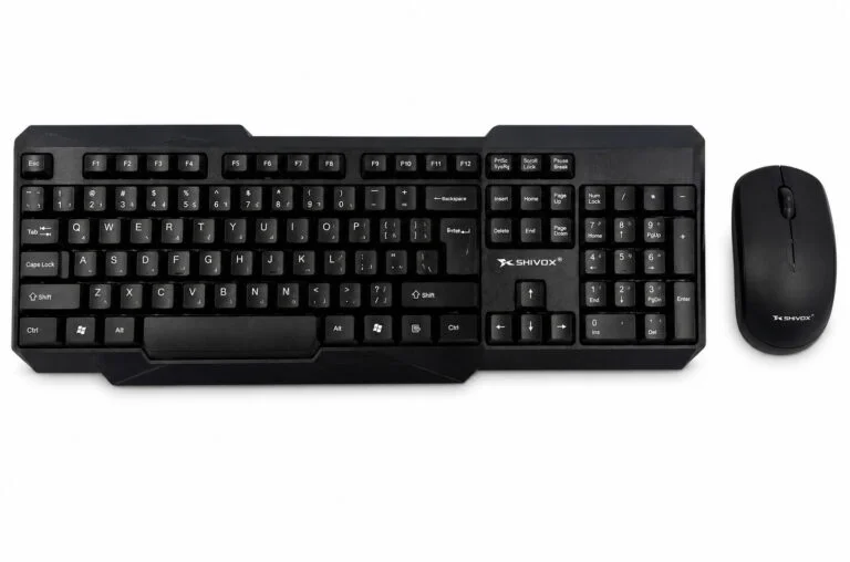 Shivox SX-1105 wireless keyboard and mouse combo in black with English Arabic layout for home and office use