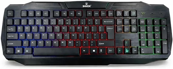 Shivox GK200 keyboard, full sized RGB wired gaming keyboard with anti-ghosting for bulk gaming and desktop use